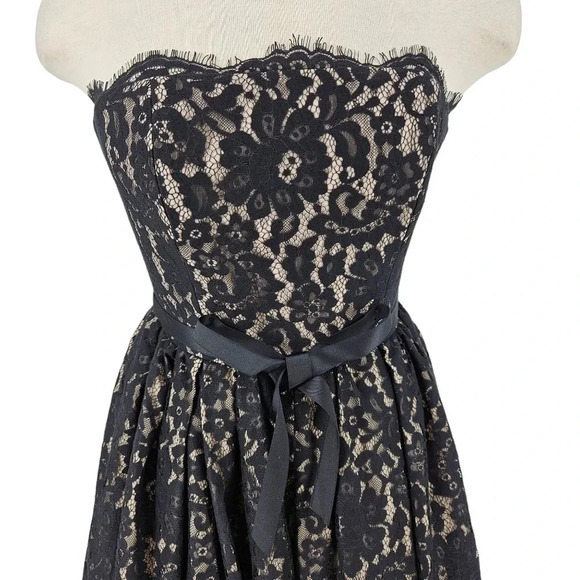 Neiman Marcus Target Robert Rodriguez Fit Flare Dress Black Lace Strapless - Picture 3 of 11